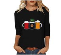 Wiese Oktoberfest Chemisier traditionnel à manches 3/4 pour femme - Style rétro bavarois - Costume national de pirate - Vêtement de fête - Coupe droite - Tunique - Streetwear, Noir , 5XL
