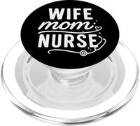 Wife Mom Nurse Script Stethoscope Heart Graphic PopSockets PopGrip pour MagSafe