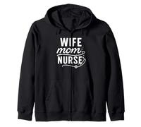 Wife Mom Nurse Script Stethoscope Heart Graphic Sweat à Capuche