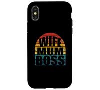 Wife Mum Boss pour mères Qui travaillent Vintage Sunset Retro Mum Coque pour iPhone X/XS