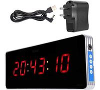 Wifehelper Horloges Murales, Horloge Numérique Murale Horloge Numérique Calendrier Numérique Température Bureau Bureau Maison Accueil UE Plug 110-240V(Ora + Minuto + Secondi)