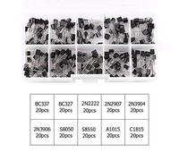 Wifehelper Kit Électronique Assortiment De Transistors De Silicium 200pcs 10 Valeurs pour Les Passionnés De Professionnels BC337 BC327 2N2222 2N2907 2N3904 2N3906