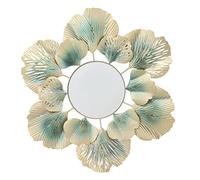 Wifehelper Miroirs Muraux Feuille de Ginkgo Entrée Feuille D'abricot Fleur Doré Tenture Murale Décoration Murale Miroir Décoratif Europe du Nord Lumière Miroir Mural Suspendu (Un Type)