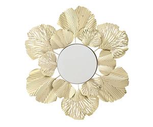 Wifehelper Miroirs Muraux Feuille de Ginkgo Entrée Feuille D'abricot Fleur Doré Tenture Murale Décoration Murale Miroir Décoratif Europe du Nord Lumière Miroir Mural Suspendu (Type B)