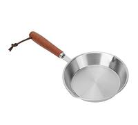 Wifehelper Poêle à Frire Classique pour Omelette aux œufs Poêle à Frire Antiadhésive en Acier Inoxydable avec Poignée en Bois Massif, Poêle à Frire à Chauffage Rapide pour Induction de (12CM)