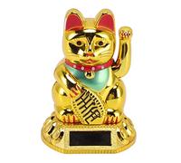 Wifehelper Statue de Chat Porte-Bonheur Chinois, Poupées de Collection Décoration de la Maison Accents Richesse Fortune Accueillant des Chats Agitant la Main Détectant la Lumière Feng Shui (Doré)