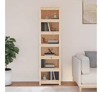 WIFESE 50 x 35 x 183 cm Bibliothèque avec 6 compartiments Étagère de rangement Étagère de rangement Étagère en bois de pin massif Étagère à livres Étagère DVD Étagère en bois de pin massif pour bureau
