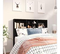 WIFESE Armoire de Tête de Lit Excellent Soutien du Dos Meuble de Chambre à Coucher Décoration Intérieure Design Contemporain Noir 120x19x103,5 cm