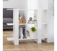 WIFESE Bibliothèque Blanc Brillant 100x30x87 cm Bois d'ingénierie Séparateur de Pièce Polyvalente Etagère à Livres Colonne de Rangement Armoire Meuble Salon pour Rangement Magazines Plantes