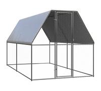WIFESE Cage à poules d'extérieur 2 x 4 x 2 m en acier galvanisé - Pour poules, canards et autres petits animaux - Pratique et spacieuse