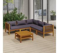 WIFESE Ensemble de 6 pièces de salon de jardin avec coussin - Meubles de jardin - Meubles de balcon - Salon de jardin - Salon de jardin - Meubles de jardin - Bois massif d'acacia - Combinaison libre