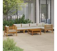 WIFESE Ensemble de 7 pièces - Salon de jardin - Meubles de jardin - Meubles de balcon - Salon de jardin - Salon de jardin - Meubles de jardin - Combinaison libre - Bois d'acacia massif avec coussin