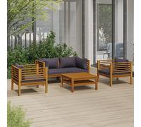 WIFESE Ensemble de salon de jardin avec coussin - Chaises de jardin - Meubles de balcon - Fauteuil de salon de jardin - Salon de jardin - Meubles de jardin en bois d'acacia - Combinaison libre - 5