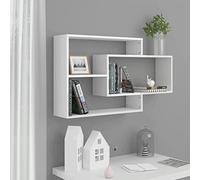WIFESE Étagères Murales Blanc Brillant 104x20x58,5 cm Aggloméré Tablette Murale d'affichage Simple Décoration Chambre à Coucher Etagère Flottante pour Salon Couloir Bureau Entrée