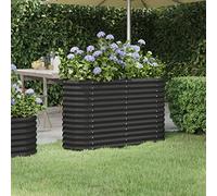 WIFESE JardinièRe Acier Enduit De Poudre 114x40x68 Cm Anthracite Jardiniere Exterieur Grande Taille Jardiniere Balcon Jardiniere sur Pieds Carré Potager Bacs à Fleurs Potager Bac A Fleur