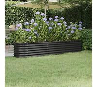 WIFESE JardinièRe Acier Enduit De Poudre 224x40x36 Cm Anthracite Jardiniere Exterieur Grande Taille Jardiniere Balcon Jardiniere sur Pieds Carré Potager Bacs à Fleurs Potager Bac A Fleur