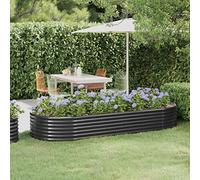 WIFESE JardinièRe Acier Enduit De Poudre 249x100x36 Cm Anthracite Jardinieres Exterieur Jardiniere Bois Jardiniere Balcon Carré Potager Bacs ã Fleurs