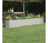 WIFESE JardinièRe Acier Enduit De Poudre 260x40x36 Cm Argenté Jardiniere Exterieur Grande Taille Jardiniere Balcon Jardiniere sur Pieds Carré Potager Bacs à Fleurs Potager Bac A Fleur