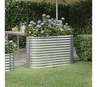 WIFESE JardinièRe De Jardin Acier Enduit De Poudre 114x40x68cm Argenté Jardiniere Exterieur Grande Taille Jardiniere Balcon Jardiniere sur Pieds Carré Potager Bacs à Fleurs Potager Bac A Fleur
