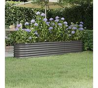 WIFESE JardinièRe De Jardin Acier Enduit De Poudre 224x40x36 Cm Gris Jardiniere Exterieur Grande Taille Jardiniere Balcon Jardiniere sur Pieds Carré Potager Bacs à Fleurs Potager Bac A Fleur