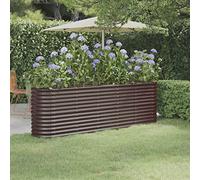 WIFESE JardinièRe De Jardin Acier Enduit De Poudre 224x40x68 Cm Marron Jardiniere Exterieur Grande Taille Jardiniere Balcon Jardiniere sur Pieds Carré Potager Bacs à Fleurs Potager Bac A Fleur