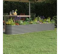 WIFESE JardinièRe De Jardin Acier Enduit De Poudre 260x40x36 Cm Gris Jardiniere Exterieur Grande Taille Jardiniere Balcon Jardiniere sur Pieds Carré Potager Bacs à Fleurs Potager Bac A Fleur