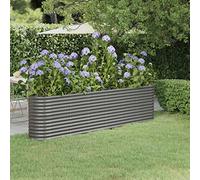 WIFESE JardinièRe De Jardin Acier Enduit De Poudre 260x40x68 Cm Gris Jardiniere Exterieur Grande Taille Jardiniere Balcon Jardiniere sur Pieds Carré Potager Bacs à Fleurs Potager Bac A Fleur