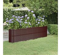 WIFESE JardinièRe De Jardin Acier Enduit De Poudre 260x40x68 Cm Marron Jardiniere Exterieur Grande Taille Jardiniere Balcon Jardiniere sur Pieds Carré Potager Bacs à Fleurs Potager Bac A Fleur