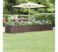 WIFESE Jardinière de Jardin Acier Enduit de Poudre 296x80x36 cm Marron Jardiniere Exterieur Grande Taille Jardiniere Balcon Jardiniere sur Pieds Carré Potager Rectangulaire Potager Balcon