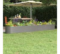 WIFESE JardinièRe De Jardin Acier Enduit De Poudre 332x40x36 Cm Gris Jardiniere Exterieur Grande Taille Jardiniere Balcon Jardiniere sur Pieds Carré Potager Bacs à Fleurs Potager Bac A Fleur