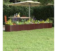 WIFESE JardinièRe De Jardin Acier Enduit De Poudre 332x40x36 Cm Marron Jardiniere Exterieur Grande Taille Jardiniere Balcon Jardiniere sur Pieds Carré Potager Bacs à Fleurs Potager Bac A Fleur