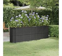 WIFESE JardinièRe De Jardin Acier Enduit Poudre 224x40x68cm Anthracite Jardiniere Exterieur Grande Taille Jardiniere Balcon Jardiniere sur Pieds Carré Potager Bacs à Fleurs Potager Bac A Fleur