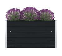 WIFESE Jardinière Surélevée 100x100x45 cm Acier Galvanisé Anthracite Potager Balcon Carré Lit Surélevé de Jardin Terrasse Exterieur Patio Pot de Jardinière Bacs à Fleurs Plantes Légumes