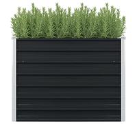 WIFESE Jardinière Surélevée Anthracite 100x100x77 cm Acier Galvanisé Potager Balcon Carré Lit Surélevé de Jardin Terrasse Exterieur Patio Pot de Jardinière Bacs à Fleurs Plantes Légumes