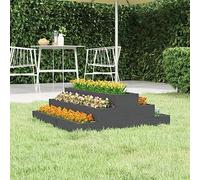 WIFESE Jardinière surélevée pour jardin, balcon, arrière-cour, terrasse ou entrée, décoration extérieure, design à marches grises, 80 x 80 x 27 cm