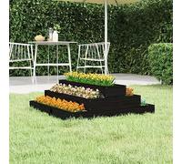 WIFESE Jardinière surélevée pour jardin, balcon, arrière-cour, terrasse ou entrée, décoration extérieure, design à marches - Noir - 80 x 80 x 27 cm