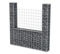 WIFESE Panier de Gabion en Forme de U Acier Galvanisé 160x20x150 cm Argenté Cadre à Gabion Matériaux Durables Mur en Gabion Décoration de Jardin Extérieur Mur de Soutènement Cage de Gabion
