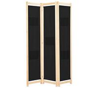 WIFESE Paravent 3 Panneaux Noir 120x170x4 cm Tissu Séparation de Pièce Style Elégant Ecran d'intimité Chambre Dressing Séparé Cloison de Séparation de Salon Bureau Pliable Décoration Intérieur