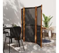 WIFESE Paravent 3 Panneaux Noir 210x180 cm Bois d'acacia Massif Séparation de Pièce Pliable Pare-Vue Décoration Intérieur et Extérieur Cloison de Séparation de Jardin Ecran d'intimité