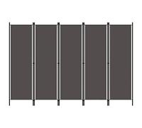 WIFESE Paravent 5 Panneaux Anthtracite 250x180 cm Tissu Séparation de Pièce Fonction Polyvalente Cloison de Séparation Pliable Ecran d'intimité Décoration Intérieur Salon Chambre Salle à Manger