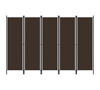 WIFESE Paravent 5 Panneaux Marron 250x180 cm Tissu Séparation de Pièce Fonction Polyvalente Cloison de Séparation Pliable Ecran d'intimité Décoration Intérieur Salon Chambre Salle à Manger