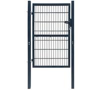 WIFESE Portail de jardin gris 106 x 190 cm 2D - Clôture de jardin - Clôture de jardin - Clôture de jardin - Clôture de jardin - Kit complet - Clôture double fil - Serrure de porte de jardin