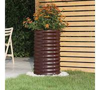 WIFESE Pot de fleurs - En acier revêtu par pulvérisation - 40 x 40 x 68 cm - Marron - Jardinière surélevée - En métal - Grand bac à fleurs d'extérieur - Pour jardin et lit de légumes