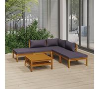 WIFESE Salon de jardin 6 pièces - Ensemble de meubles de jardin - Meubles de balcon - Fauteuil de salon de jardin - Salon de jardin - Meubles de jardin en bois d'acacia massif - Combinaison libre avec