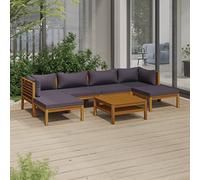 WIFESE Salon de jardin - Ensemble de 7 meubles de jardin - Meubles de balcon - Salon de jardin - Salon de jardin - Meubles de terrasse - En bois d'acacia massif - Combinaison libre avec coussin - En