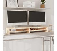 WIFESE Support de Moniteur 100x24x13 cm Beige Bois de Pin Massif Solide Support TV Conception Elégante Support d'ordinateur avec Rangement Rehausseur Ecran PC Bureau Maison Chambre