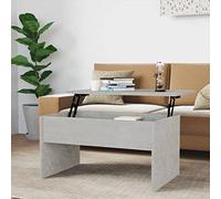 WIFESE Table Basse Gris Béton 80x50,5x41,5 cm Bois d'ingénierie Table de Canapé Salon Design Unique Table Relevable Table Polyvalente Table à Manger Temporaire Bureau d’Ordinateur