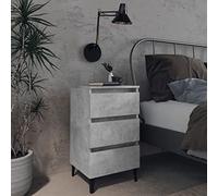 WIFESE Table De Chevet 40x35x69 cm Design Table De Nuit Suspendue Table De Chevet avec Pieds en Bois Petite Table De Nuit Meuble De Chevet Tablette Lit Nightstand Gris Béton