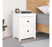 WIFESE Table De Chevet Bois De Pin Massif 50x35x61,5 cm Table De Nuit Table De Chevet Bois Petite Table De Nuit Table D'Appoint éTroite Chevet De Lit Nightstand Blanc