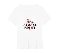 Wifey Mrs. Always Right Citation drôle de Mariage T-Shirt, Femme Grandes Tailles, Blanc, 1X